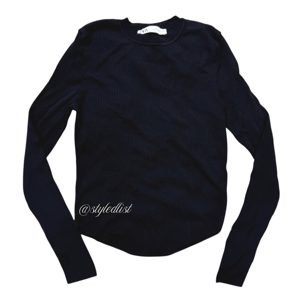 Zara Basic Extrafine Knit Sweater Black M NWOT
